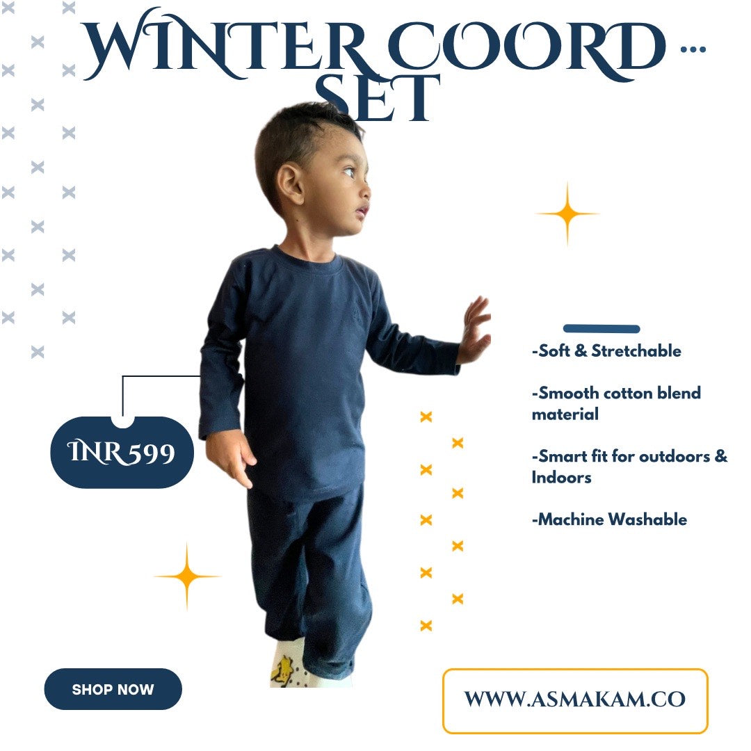Navy Blue Smart fit Coord Set for Kids.