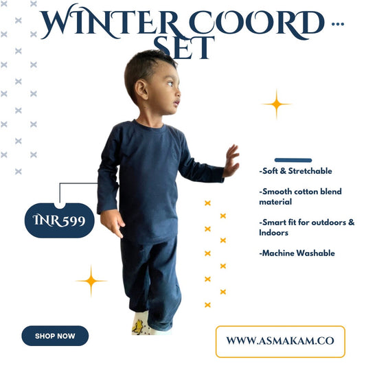Navy Blue Smart fit Coord Set for Kids.